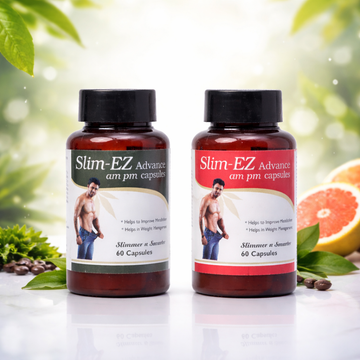 Two bottles of Slim-EZ Advance capsules with a natural background